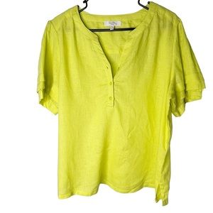 Coral Bay Yellow Linen Blend Shirt Size PXL